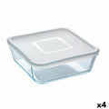 Viereckige Lunchbox mit Deckel Pyrex Cook & Freeze 2 L 19 x 19 cm Durchsichtig Silikon Glas (4 Stück)