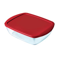 Boîte à repas rectangulaire avec couvercle Pyrex Cook & Store Rectangulaire 2,5 L Rouge verre (5 Unités)