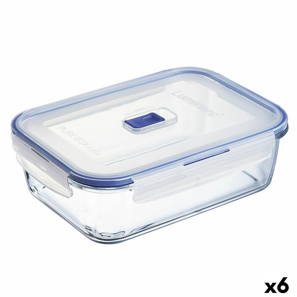 Hermetic Lunch Box Luminarc Pure Box Active 22 x 16 cm 1,97 l Bicoloured Glass (6 Units)