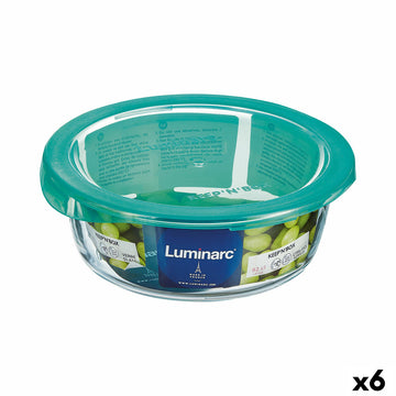 Panier-repas rond avec couvercle Luminarc Keep'n Lagon 920 ml 15,6 x 6,6 cm Turquoise verre (6 Unités)