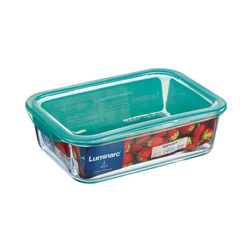 Rectangular Lunchbox with Lid Luminarc Keep'n Lagon 16 x 11,3 x 6 cm Turquoise 820 ml Glass (6 Units)