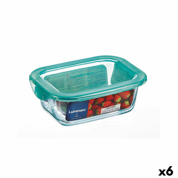 Boîte à repas rectangulaire avec couvercle Luminarc Keep'n Lagon 18,5 x 13 x 6,6 cm Turquoise 1,22 L verre (6 Unités)