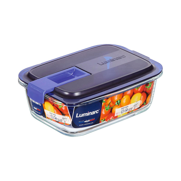 Hermetic Lunch Box Luminarc Easy Box Blue Glass (6 Units) (820 ml)