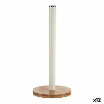 Küchenrollenhalterung Braun Weiß Metall Bambus (15 x 15 x 33,5 cm) (12 Stück)