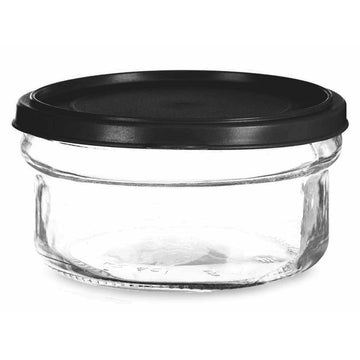 Round Lunch Box with Lid Black Transparent Plastic Glass 12 x 6 x 12 cm 415 ml