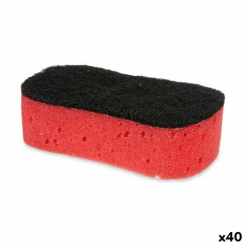 Tampon à récurer Noir Rouge Mousse Fibre abrasive 7,3 x 4 x 12,3 cm (40 Unités)