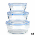 Lunchbox-Set kreisförmig Blau Durchsichtig Glas (8 Stück)
