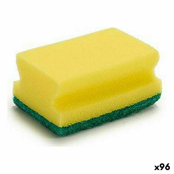 Tampon à récurer Jaune Vert Fibre synthétique 4 x 9 x 6,5 cm (96 Unités)