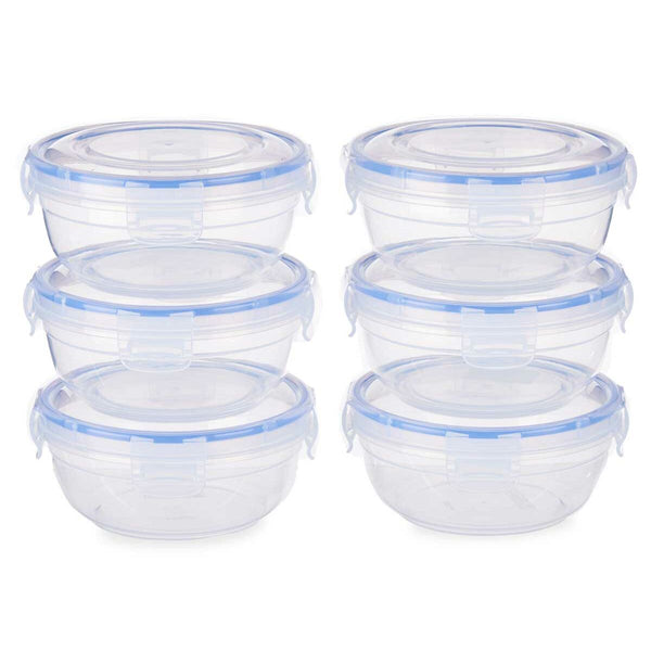 Set of lunch boxes Hermetic Blue Transparent Plastic 800 ml 15,5 x 7,5 x 15,5 cm (8 Units)