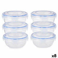 Set of lunch boxes Hermetic Blue Transparent Plastic 800 ml 15,5 x 7,5 x 15,5 cm (8 Units)