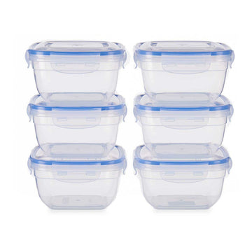 Lunchbox-Set Luftdicht Blau Durchsichtig Kunststoff 900 ml 14,5 x 8,5 x 14,5 cm (8 Stück)