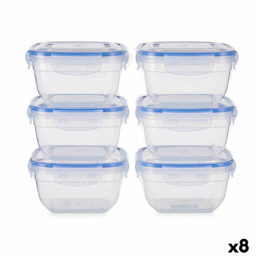 Ensemble de Boîtes à Lunch Hermétique Bleu Transparent Plastique 900 ml 14,5 x 8,5 x 14,5 cm (8 Unités)