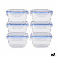 Set of lunch boxes Hermetic Blue Transparent Plastic 900 ml 14,5 x 8,5 x 14,5 cm (8 Units)