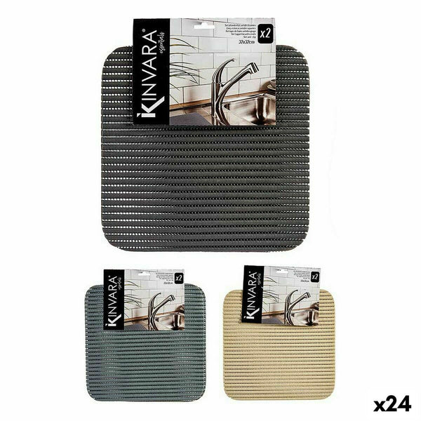 Non-slip Mat 32 x 32 cm Set 2 Pieces Plastic (24 Units)