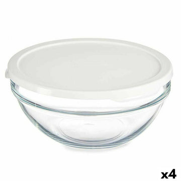 Panier-repas rond avec couvercle Chefs Blanc 1,7 L 21 x 9 x 21 cm (4 Unités)