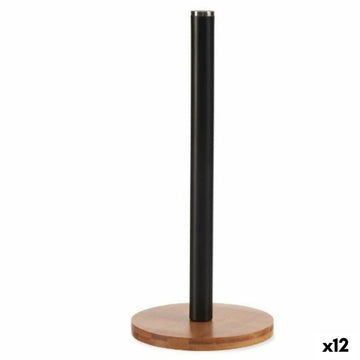 Kitchen Paper holder Black Bamboo Steel 15 x 15 x 33,5 cm (12 Units)