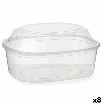 Boîte à repas rectangulaire avec couvercle Transparent polypropylène 1,5 L 18 x 10,5 x 21,5 cm (8 Unités)