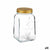 Jar Homemade Transparent Golden Metal Glass 1 L 9,8 x 17 x 9,8 cm (12 Units)