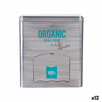 Kapselhalter Organic Kaffee Ausgabegerät Grau Weißblech 9 x 18 x 16,1 cm (12 Stück)