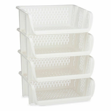 Shelves Fruit Bowl Stackable 4 Pieces White polypropylene 29 x 22 x 39 cm (6 Units)