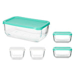 Ensemble de Boîtes à Lunch Snow Box Rectangulaire Blanc Turquoise (4 Unités)