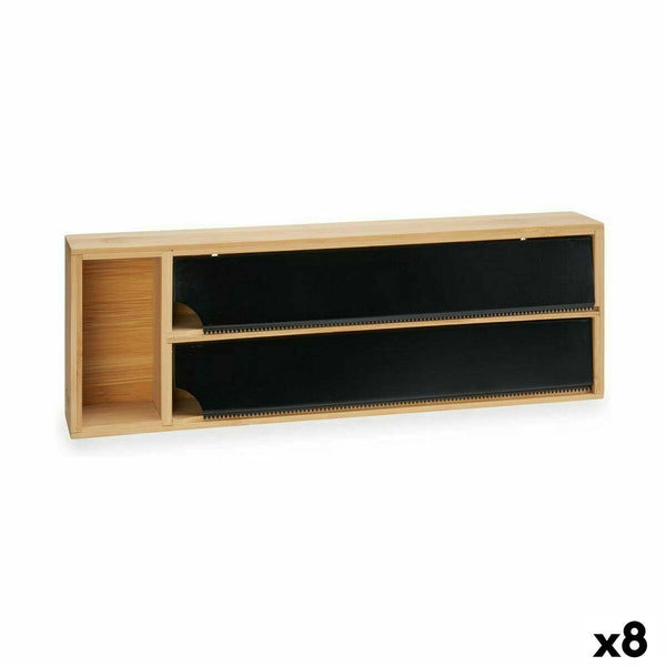 Distributeur de papier Double Noir Naturel Bambou Acier inoxydable 40 x 7 x 13 cm (8 Unités)