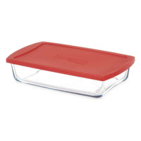 Boîte à lunch Borcam Rouge Transparent Verre Borosilicaté 1,3 L (4 Unités)