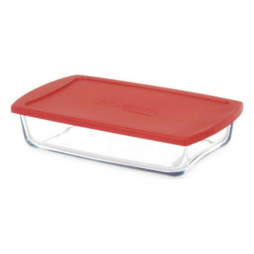 Boîte à lunch Borcam Rouge Transparent Verre Borosilicaté 1,3 L (4 Unités)