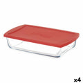 Lunchbox Borcam Rot Durchsichtig Borosilikatglas 1,3 L (4 Stück)