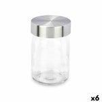 Jar Transparent Silver Metal Glass 230 ml 6,8 x 11 x 6,8 cm (6 Units)