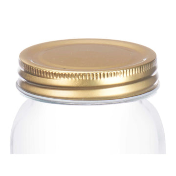 Jar Transparent Golden Metal Glass 500 ml 8 x 13 x 8 cm (24 Units)