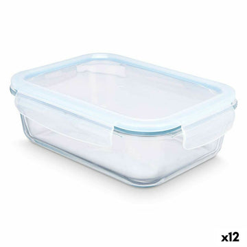 Lunchbox Durchsichtig Silikon Borosilikatglas 1,5 L 24,5 x 7,6 x 19 cm (12 Stück)