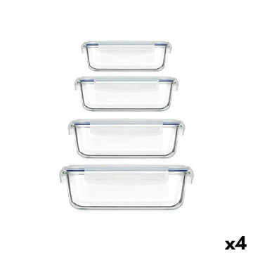 Lunchbox-Set Durchsichtig Silikon Borosilikatglas (4 Stück)