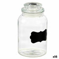 Jar Transparent Glass 1,2 L 12 x 21 x 12 cm (16 Units) With lid Sticker