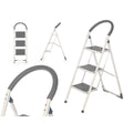 3-step folding ladder Kipit 10109 Grey Steel 38 x 117 x 5 cm (4 Units)