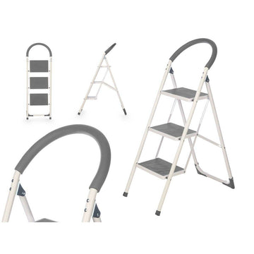 3-step folding ladder Kipit 10109 Grey Steel 38 x 117 x 5 cm (4 Units)