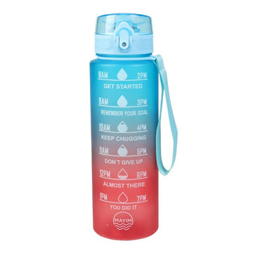 Wasserflasche EDM Sport Blau Rot 1 L Verblasster Effekt 8 x 8 x 26 cm