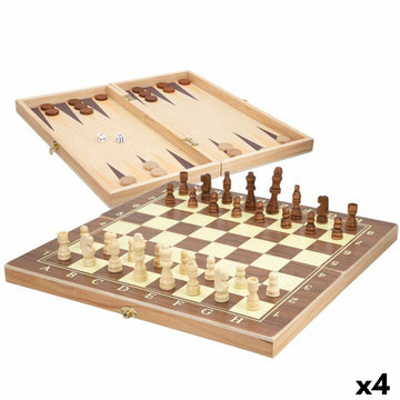 Plošča za Šah in Damo Colorbaby Backgammon Les (4 kosov)