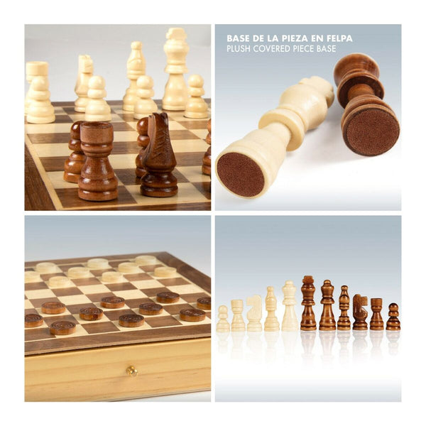 Échecs et dames Colorbaby Tiroir Bois (4 Unités)