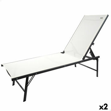 Chaise longue inclinable Aktive Blanc 180 x 35 x 49 cm (2 Unités)