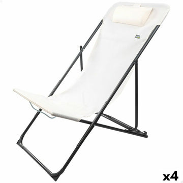 Chaise longue inclinable Aktive Blanc 53 x 87 x 78 cm (4 Unités)