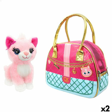 Plüschtier Funville Cutekins Handtasche Katze 20 x 19 x 14 cm (2 Stück)