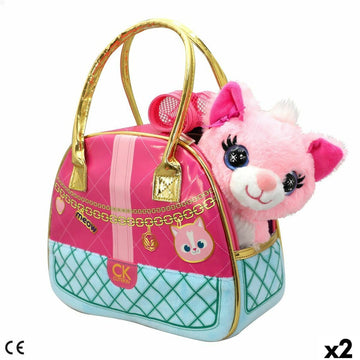 Fluffy toy Funville Cutekins Bag Cat 20 x 19 x 14 cm (2 Units)