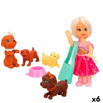 Puppe mit Haustier Colorbaby 5 x 12,5 x 3 cm (6 Stück)