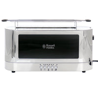 Russell Hobbs Stainless Steel 2 Slice Long Toaster with Black Glass Accent