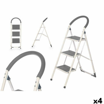 3-step folding ladder Kipit 10109 Grey Steel 38 x 117 x 5 cm (4 Units)
