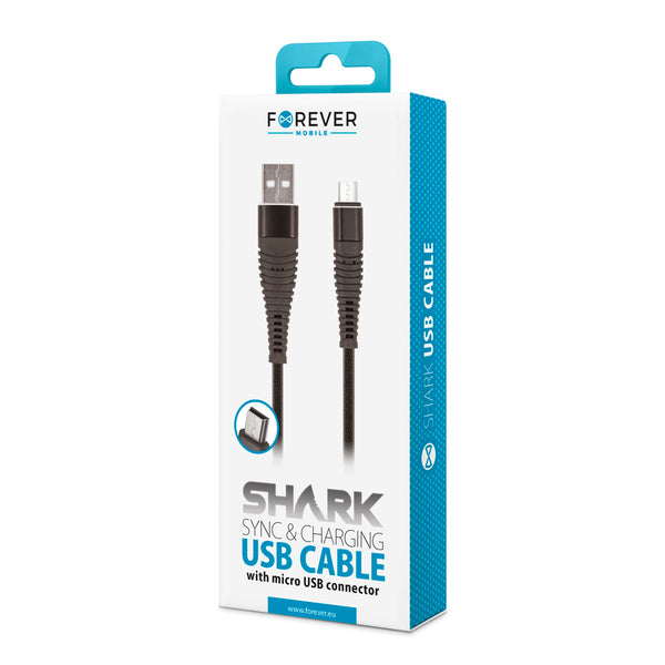 Forever Shark cable USB - microUSB 1,0 m 2A black