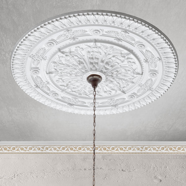 Classic White Round Ceiling Medallion 37 Inch Dia