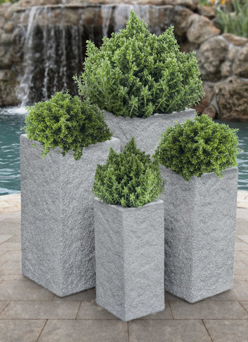 Lion Stone Square Planter Set of 4 in Gray Finish