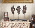 Bronzed  Masks On Stand   Set of 3